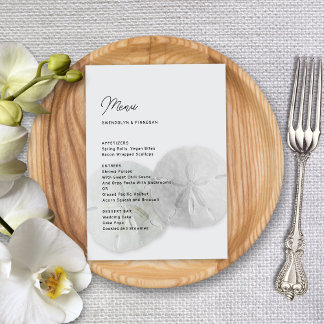 Hochzeitsmenü Sand Dollars Neutral Gray Menükarte