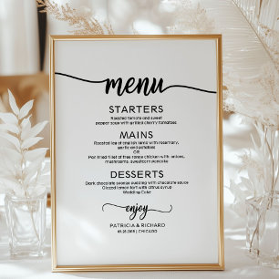 Hochzeitsmenü-Schild Rustikal Chic Kalligrafie Poster