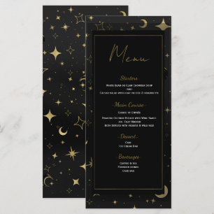 Hochzeitsmenü Schwarzer & Goldener Himmelsmond Ste Menükarte