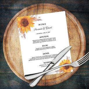 Hochzeitsmenü Sonnenblumen Pampasgras Budget Flyer