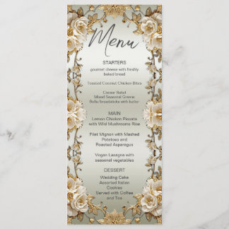 Hochzeitsmenü Verzierter weißer Blume Menükarte