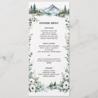 Hochzeitsmenü Wald und Bergsee Menükarte