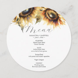 Hochzeitsmenü Wasserfarben Sonnenblumen Menükarte