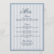 Hochzeitsmenükarte mit blauen Streifen