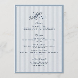 Hochzeitsmenükarte mit blauen Streifen Einladung