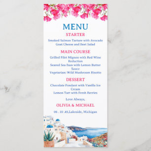 Hochzeitsmenükarte Santorini Blau & Weiß Menükarte