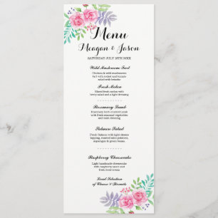 Hochzeitsmenükarten Elegante Florale Rosenkarten Einladung
