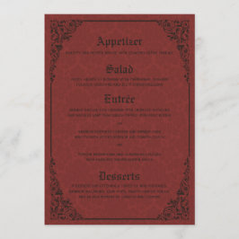 Hochzeitsmenükarten mit roter Gotik Viktorianisch  Menükarte