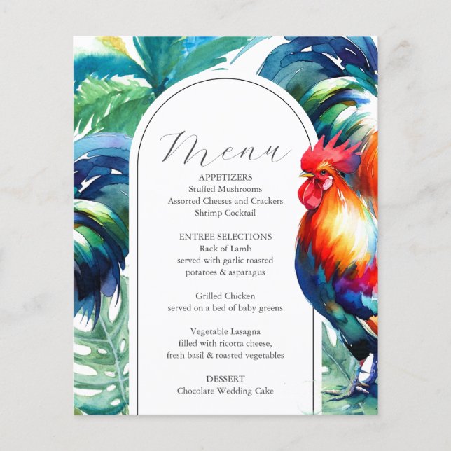 Hochzeitsmenüs mit tropischen Roosterhochzeiten (Vorderseite)