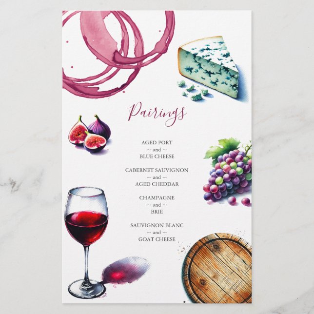 Hochzeitsmenüs Wein & Käsesorten Flyer (Vorne)