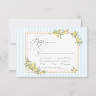 Hochzeitsmenüwahl RSVP mit Zitronen-Küstenstreifen Karte