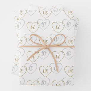Hochzeitsmonate, Silberne und Goldene Herzklänge Geschenkpapier Set