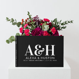 Hochzeitsmonogramm ausgeklügelt schwarz-weiß gästebuch