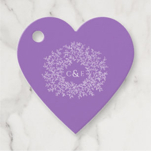 Hochzeitsmonogramm Blätter lila weiß kundenspezifi Geschenkanhänger