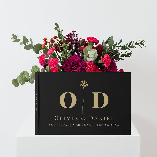 Hochzeitsmonogramm Elegant Modernes Minimales Maß Gästebuch (Von Creator hochgeladen)