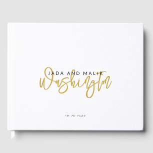 Hochzeitsmonogramm Gold Schrift Name Gästebuch