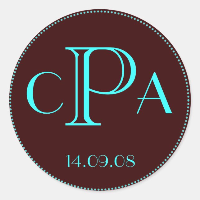 Hochzeitsmonogramm-Günstig-Etikett Runder Aufkleber (Vorderseite)