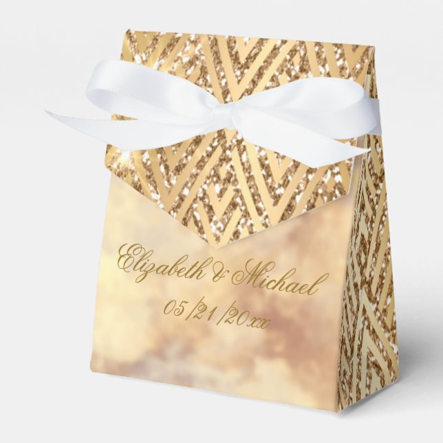 Hochzeitsmonogramm-Imitate - Goldfavorisierungsbox Geschenkschachtel (Vorderseite)