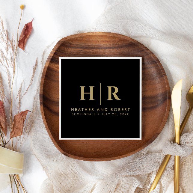 Hochzeitsmonogramm Moderne Braut und Bräutigam Serviette (Von Creator hochgeladen)