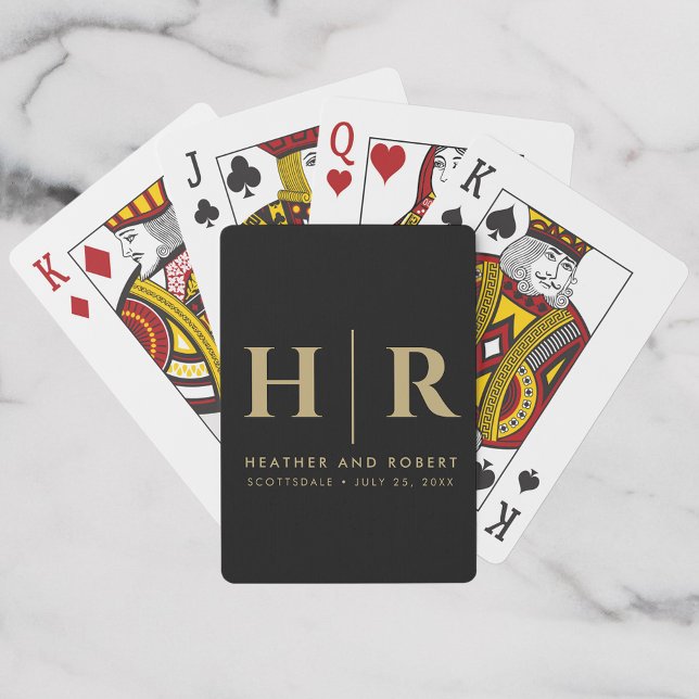 Hochzeitsmonogramm Moderne Braut und Bräutigam Spielkarten (Von Creator hochgeladen)