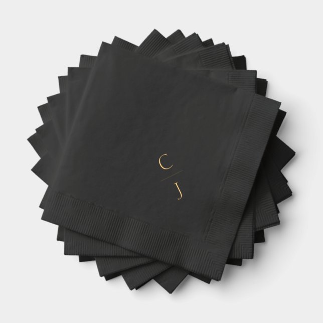 Hochzeitsmonogramm Personalisiert elegant Gold Servietten Mit Folie (Insitu (Gestapelt))