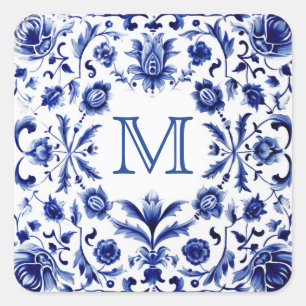 Hochzeitsmonogramm Quadratischer Aufkleber