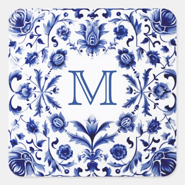 Hochzeitsmonogramm Quadratischer Aufkleber (Vorderseite)