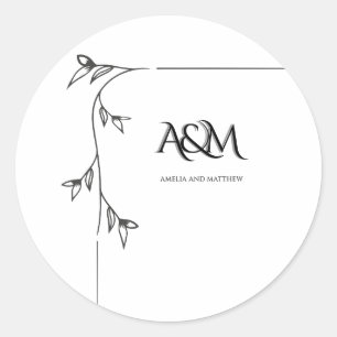 Hochzeitsmonogramm Runde Klassische Aufkleber