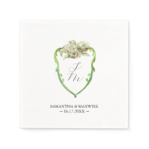 Hochzeitsmonogramm Servietten Grüne Hortensie