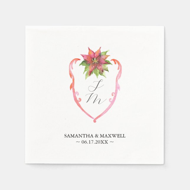 Hochzeitsmonogramm Servietten Weihnachtsstern (Vorderseite)