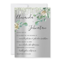 Hochzeitsmonogramm-Tropfen Florals Mint Green Silv