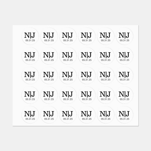 Hochzeitsmonogramm-Umschlagaufkleber Etiketten (Blatt)