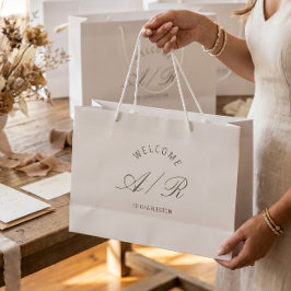 Hochzeitsmonogramm Weiße Willkommens-Tasche für De Große Geschenktüte