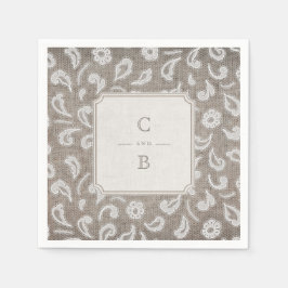 Hochzeitsmonographie und rustikales Hochzeitsprogr Serviette