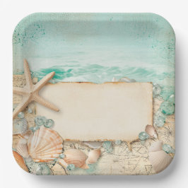 Hochzeitsmuscheln am Strand 2 Pappteller