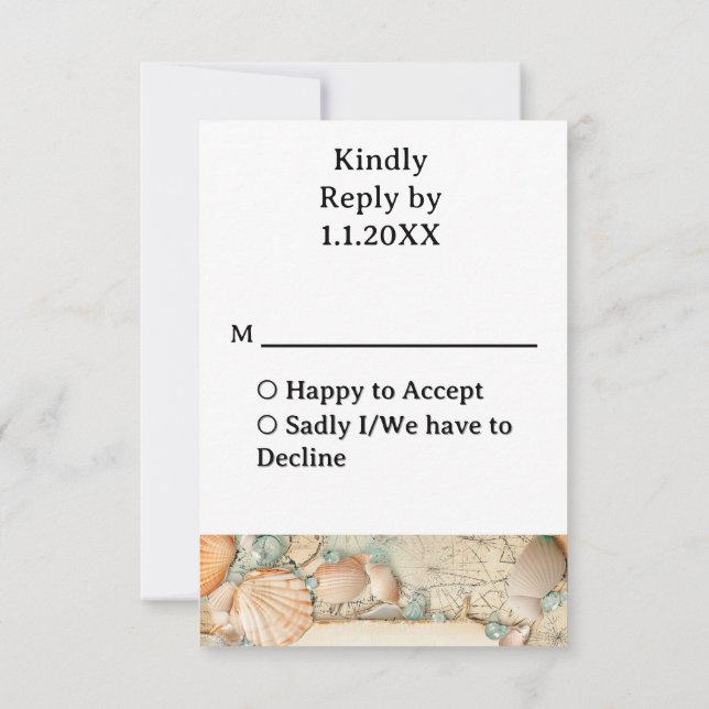 Hochzeitsmuscheln am Strand 2 RSVP Karte (Rückseite)