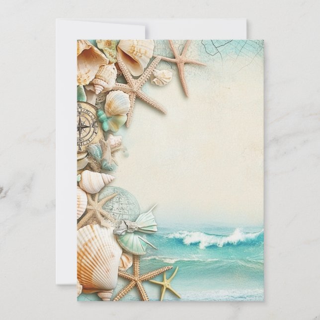 Hochzeitsmuscheln am Strand Einladung (Vorderseite)