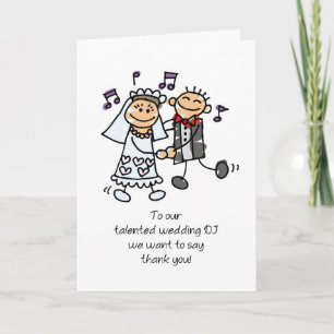 Hochzeitsmusik Danke mit Groom und Bride Stick Karte