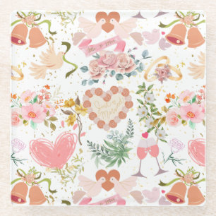 Hochzeitsmuster Glasuntersetzer