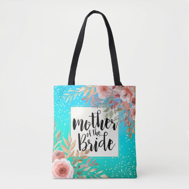 Hochzeitsmutter der Braut Rosa Aquamarines Gold Tasche (Vorderseite)