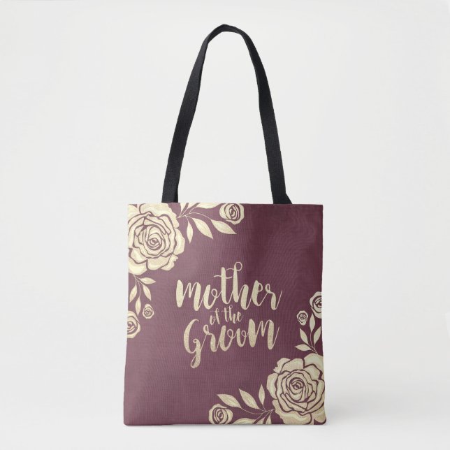 Hochzeitsmutter der Groom Burgund Golden Rose Tasche (Vorderseite)
