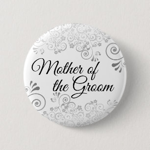 Hochzeitsmutter der Groom Silver Frilly Curls Button