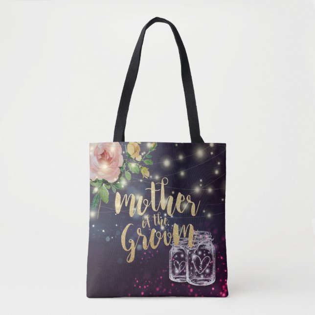 Hochzeitsmutter des Groom Floral Mason Jar Light Tasche (Vorderseite)
