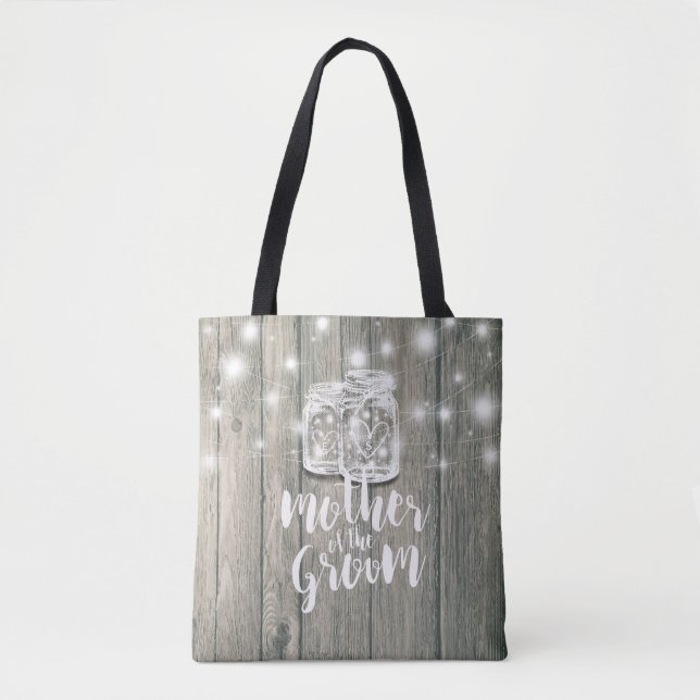 Hochzeitsmutter des Groom Wood Mason Jar Lights Tasche (Vorderseite)