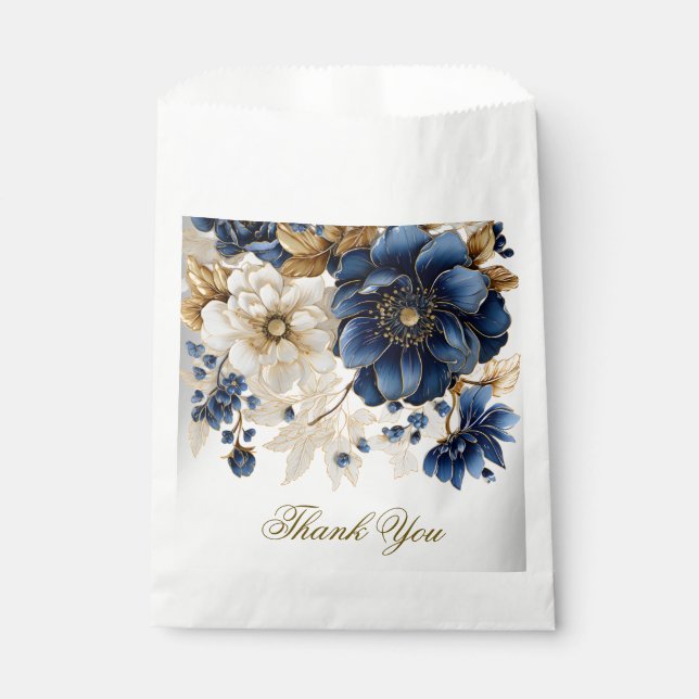 Hochzeitsnacht Blaues Goldenes Blütensilber Geschenktütchen (Vorderseite)