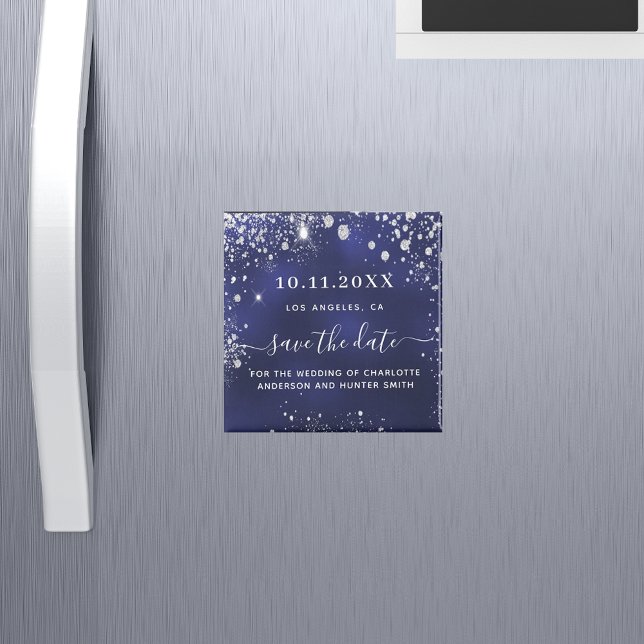 Hochzeitsnacht blaues Silber speichern Dattelmagne Magnet (Von Creator hochgeladen)