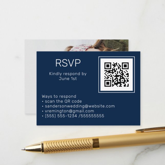 Hochzeitsnacht Blue UAWG Online QR Code Foto Begleitkarte (Vorderseite/Rückseite Beispiel)