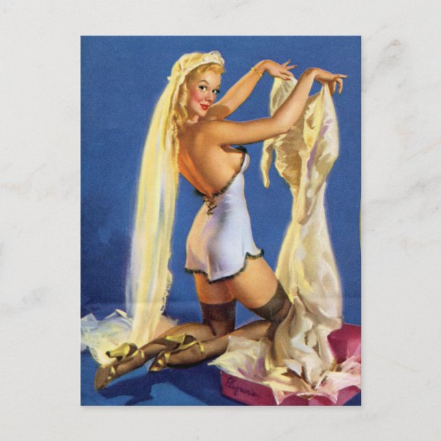 Hochzeitsnacht Button auf Postkarte (Vorderseite)