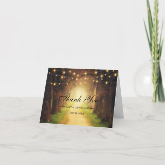 Hochzeitsnacht des rustikalen Waldpfads Dankeskarte
