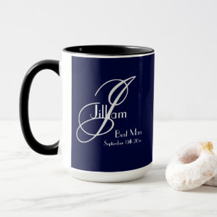 Hochzeitsnacht Trauzeuge Geschenk Moderne Monogram Tasse